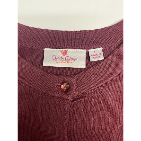 Quacker Factory Women’s Red Cardigan Sequins Tree Embroidered Long Sleeves Large - Picture 9 of 12